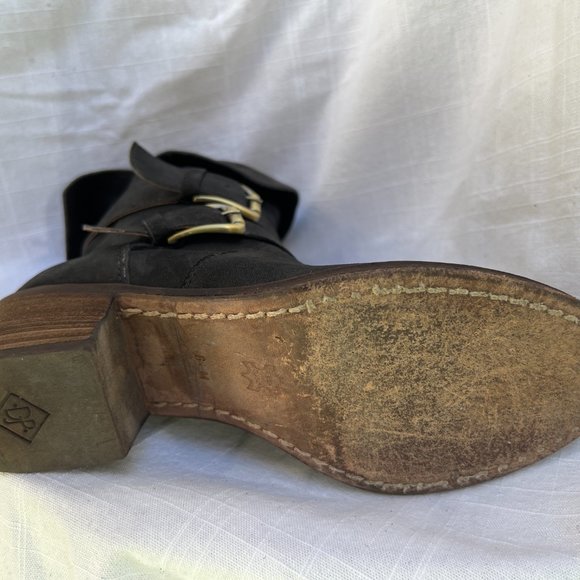 Donald J. Pliner Round Toe Moto Buckle Style Cuban Heel Bootie Black Size 6.5 - Picture 6 of 11